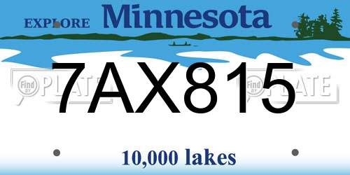 7AX815 Minnesota License Plate