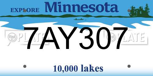 7AY307 Minnesota License Plate