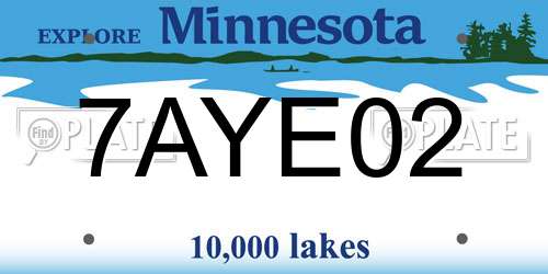 7AYE02 Minnesota License Plate