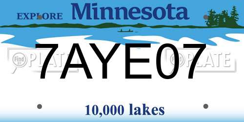 7AYE07 Minnesota License Plate