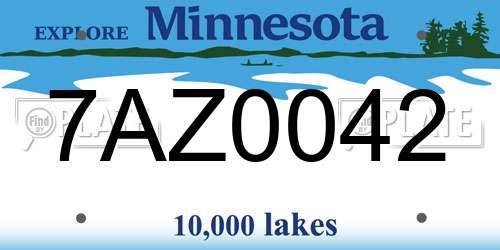 7AZ0042 Minnesota License Plate