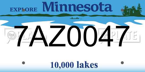 7AZ0047 Minnesota License Plate