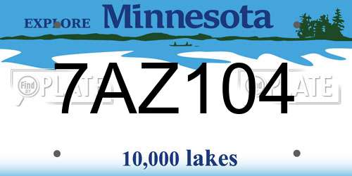7AZ104 Minnesota License Plate