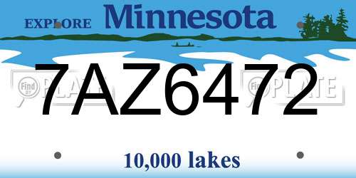 7AZ6472 Minnesota License Plate