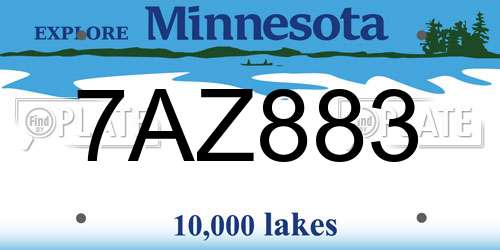 7AZ883 Minnesota License Plate