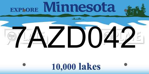 7AZD042 Minnesota License Plate