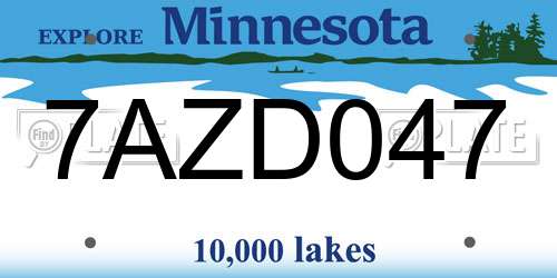 7AZD047 Minnesota License Plate