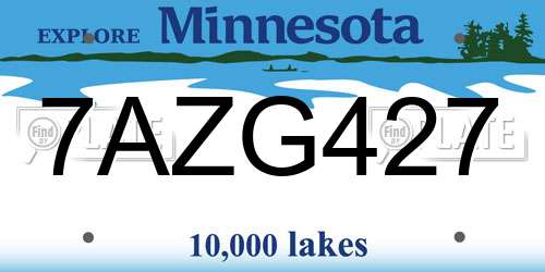 7AZG427 Minnesota License Plate