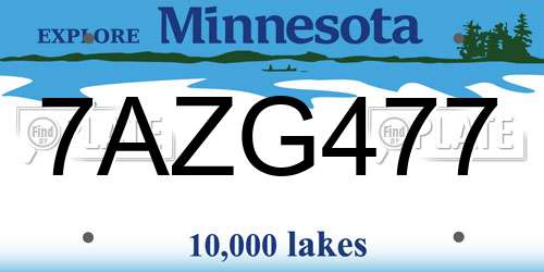 7AZG477 Minnesota License Plate