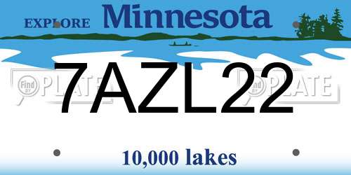7AZL22 Minnesota License Plate