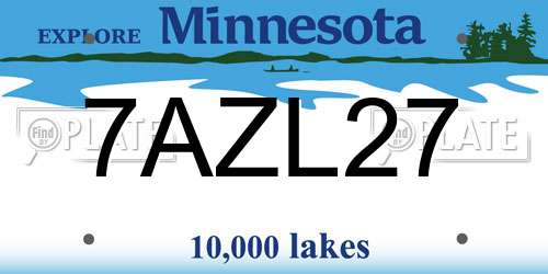 7AZL27 Minnesota License Plate
