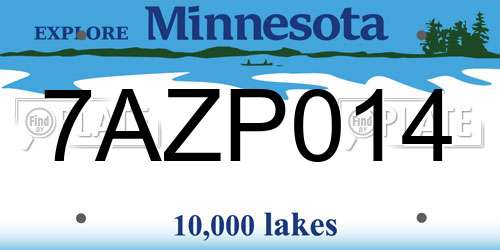 7AZP014 Minnesota License Plate