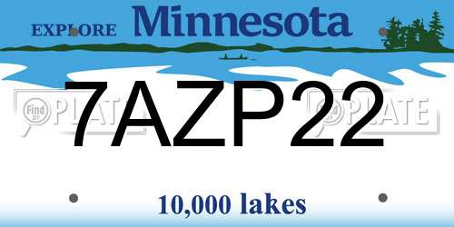 7AZP22 Minnesota License Plate