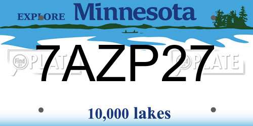 7AZP27 Minnesota License Plate