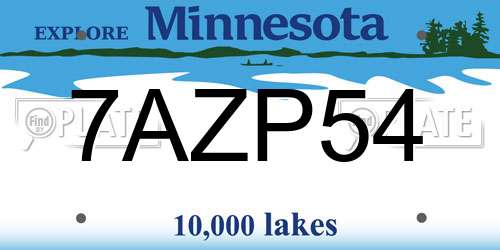 7AZP54 Minnesota License Plate