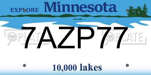 7AZP77 Minnesota License Plate