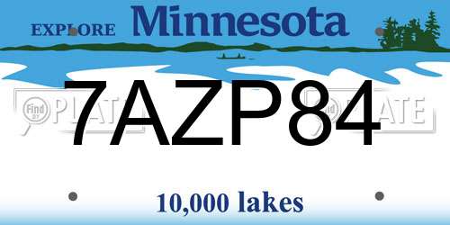 7AZP84 Minnesota License Plate