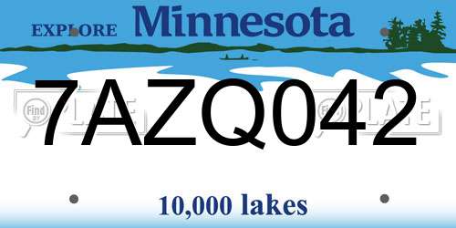 7AZQ042 Minnesota License Plate