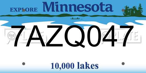 7AZQ047 Minnesota License Plate