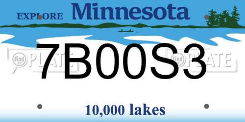 7B00S3 Minnesota License Plate