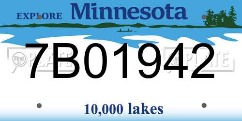 7B01942 Minnesota License Plate