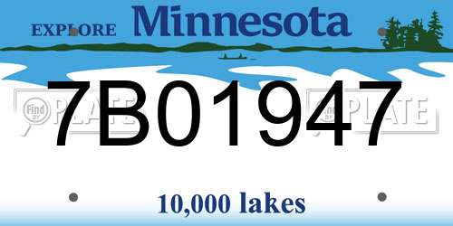 7B01947 Minnesota License Plate