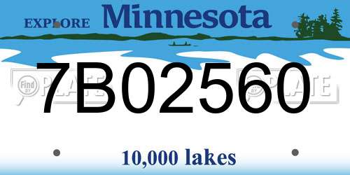 7B02560 Minnesota License Plate