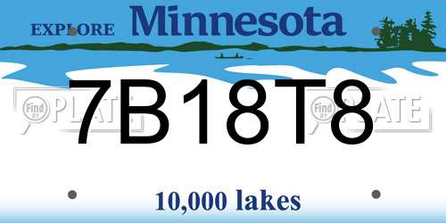 7B18T8 Minnesota License Plate