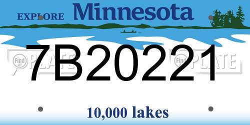 7B20221 Minnesota License Plate