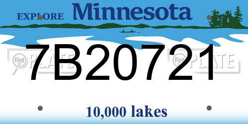 7B20721 Minnesota License Plate