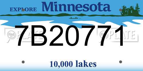 7B20771 Minnesota License Plate