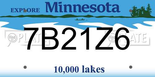 7B21Z6 Minnesota License Plate