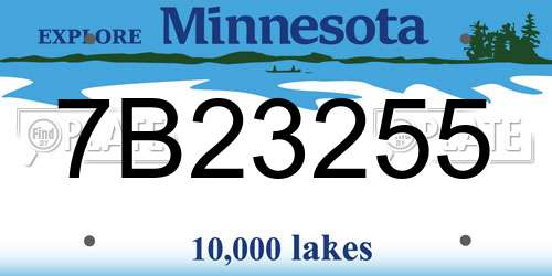 7B23255 Minnesota License Plate