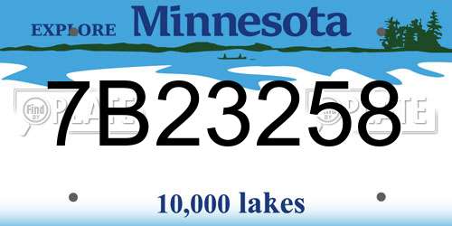 7B23258 Minnesota License Plate