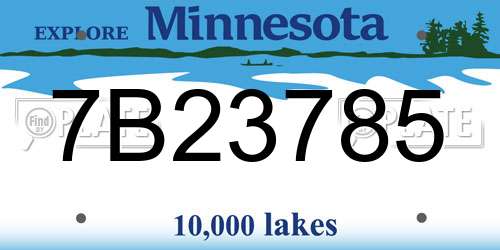7B23785 Minnesota License Plate