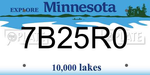 7B25R0 Minnesota License Plate