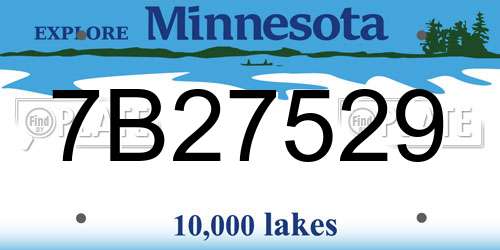 7B27529 Minnesota License Plate