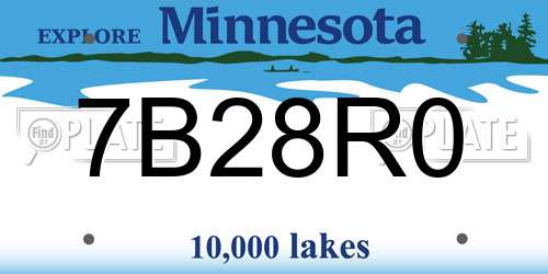 7B28R0 Minnesota License Plate