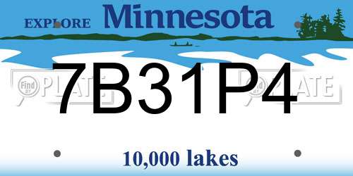 7B31P4 Minnesota License Plate