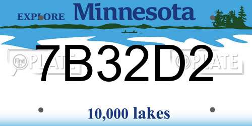 7B32D2 Minnesota License Plate