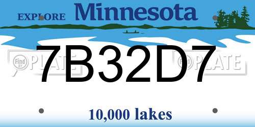 7B32D7 Minnesota License Plate