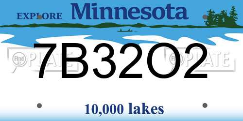 7B32O2 Minnesota License Plate