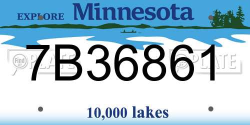 7B36861 Minnesota License Plate