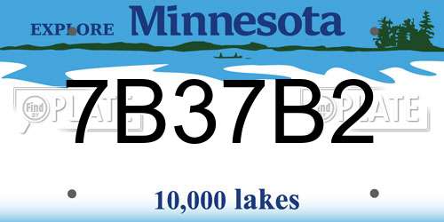 7B37B2 Minnesota License Plate