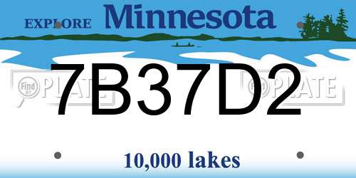 7B37D2 Minnesota License Plate