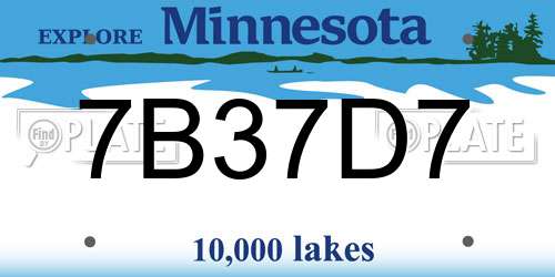 7B37D7 Minnesota License Plate