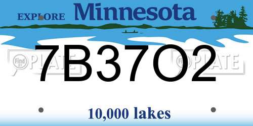 7B37O2 Minnesota License Plate