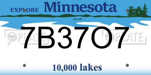 7B37O7 Minnesota License Plate