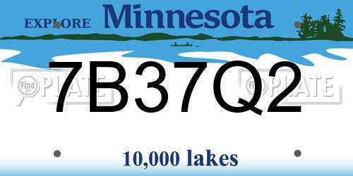 7B37Q2 Minnesota License Plate