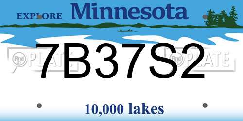 7B37S2 Minnesota License Plate